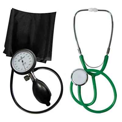 Imagen de Tensiómetro electrónico de brazo profesional Tiga Pro +1 estetoscopio cabeza plana verde Med
