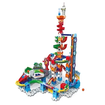 Imagen de VTech Marble Rush, Circuito electrónico de Bola Super Sky Tower Set XL300E, Juego construcción, 143 Piezas, 10 Bolas, Regalo para niños a Partir 4 años