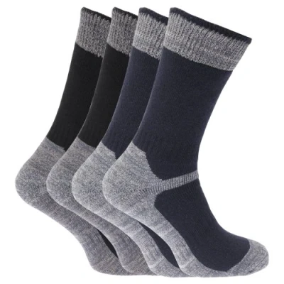 Imagen de Severyn Calcetines gordos/gruesos térmicos para trabajar con puntera reforzada caballero/hombre (paquete de 4 pares calcetines) (40 47 EUR) (Negro/Azul marino)