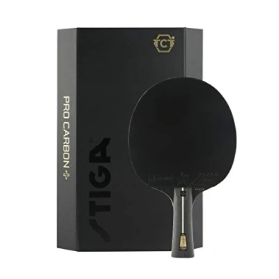 Imagen de STIGA Pro Carbon + Pala de Ping Pong para Jugadores Atacantes Tenis Mesa Profesional con Fibra Carbono y Tecnología Touch Aprobada por la ITTF Negro/Rojo
