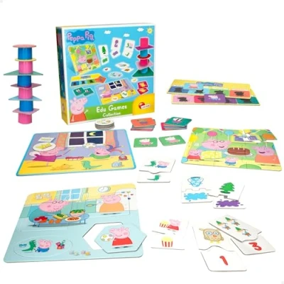Imagen de Liscianigiochi 47314 Peppa Pig Colección 10 juegos educativos, Fichas de cartón, 8 cilindros plástico, Multicolor, Lógica, Atención, Memoria, Imaginación, Regalo para niños 2 años
