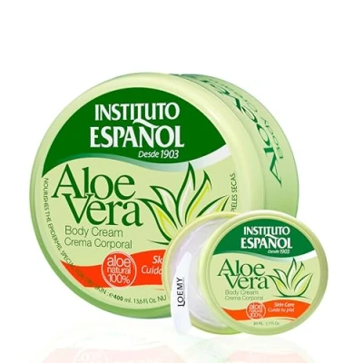 Imagen de Instituto Español Crema hidratante Corporal, para cuerpo, cara, manos de Aloe Vera, el cuidado diario, Tratamiento calmante y natural, Moisturizer, formato viaje 430ml