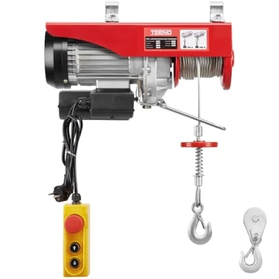 Imagen de TEENO Polipasto eléctrico de 1450 W, sobrecarga, elevador, cabrestante eléctrico, 220 V 20 M, suspensión simple y doble 400 kg,800 kg, 6 m/min, 12 color rojo (400 kg/800 kg)