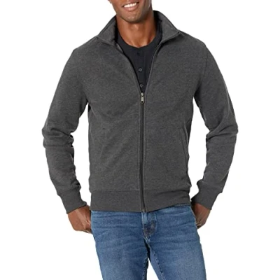 Imagen de Amazon Essentials Sudadera de Forro Polar con Cuello Perkins y Cremallera Completa Hombre, Carbón Mezcla, XL