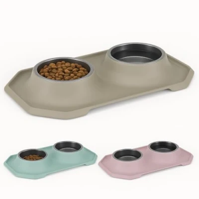 Imagen de Comedero Perro y Gato Doble Cuencos Comederos para Perros Gatos Hechos en España con Materiales 100% Reciclados Platos Bebederos Agua Comida 2 Udsx500ml Mascotas Pequeños o Medianos
