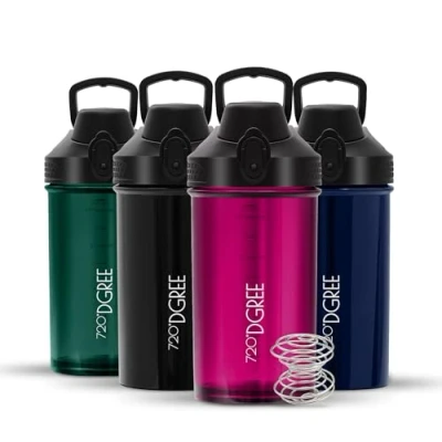 Imagen de 720DGREE Fitness Shaker uberShaker 550 ml Premium Mezclador proteínas Sin Fugas, BPA Vaso agitador para batidos cremosos, gimnasio, entrenamiento compartimento polvo