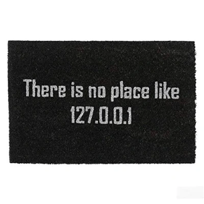 Imagen de Relaxdays Felpudo Coco There is no Place Like 127.0.0.1&quot;, Alfombrilla Entrada Geek, Limpiapiés Friki, 60 x 40 cm, Negro, 1 Unidad