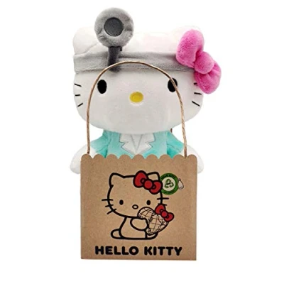 Imagen de Hello Kitty Doctor Eco Peluche de 24 cm en Bolsa cartón Reutilizable, el está Hecho Botellas Pet 100% recicladas
