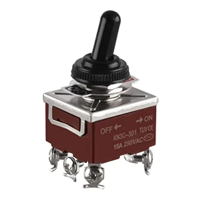 Imagen de Heschen interruptor de palanca metal 3PST mantenido ON/OFF 2 posiciones 15A 250VAC 10A 380VAC CE con cubierta impermeable