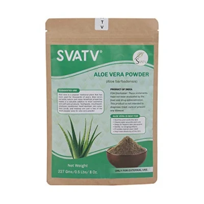 Imagen de SVATV Aloe Vera Powder For Face Pack &amp; Mask Glowing Calma Cools Skin, Natural Glowing, Mejora La Elasticidad Acondicionador 227 Gramos