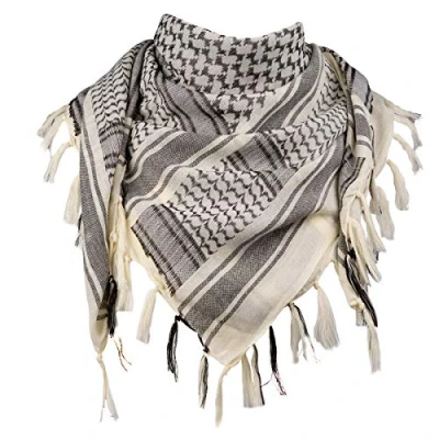Imagen de FREE SOLDIER Bufanda Militar Shemagh Tactical Desert Keffiyeh de Cuello con Cabeza árabe Borla 43x43 Pulgadas,Beige