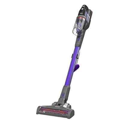 Imagen de Black+Decker BDPSE1815P QW Aspirador de Escoba sin Cable Power Series Extreme 18 V, con Batería Litio 1.5 Ah, Especial Mascotas, Color Morado