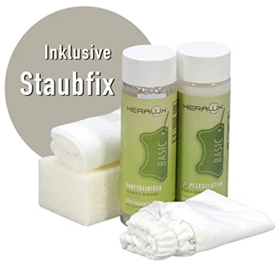 Imagen de LCK KERAGIL Keralux Juego de productos para el cuidado del cuero, incluye manopla limpiadora Staubfix, adecuado alargar la vida cuero