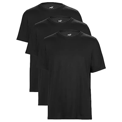 Imagen de PUMA Camiseta para hombre Statement Deluxe Edition Algodón Paquete de 3 unidades, Negro , L