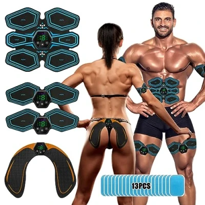 Imagen de Electroestimulador Muscular EMS Estimulador Muscular,6 Modos y 19 Intensidades,USB Recargable Cuerpo Completo AB/Brazo/Pierna/Gluteos