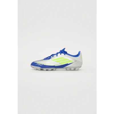 Imagen de adidas F50 League Football Boots Artificial Ground, Botas de fútbol Unisex Adulto, Silver Met./Solar Yellow/Lucid Blue, 41 1/3 EU