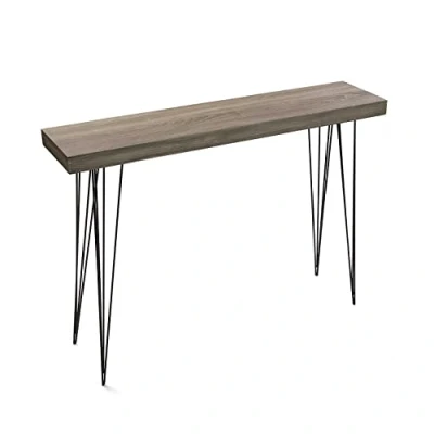 Imagen de Versa Dallas Mueble Recibidor Estrecho para Entrada o Pasillo, Mesa Consola, Medidas (Al x L An) 80 25 110 cm, Madera y Metal, Color Marrón