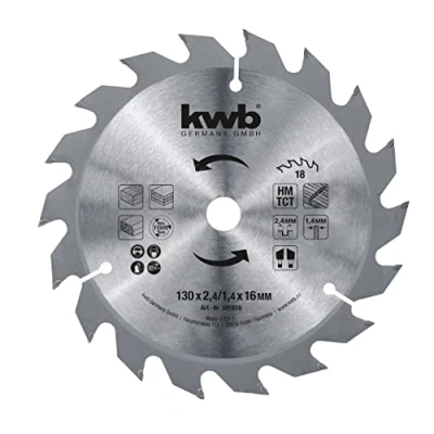 Imagen de kwb Hoja de sierra circular 130 x 16 mm, corte rápido, calidad media, apta para madera blanda y dura, tableros aglomerada