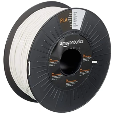Imagen de Amazon Basics Filamento para impresora 3D, ácido poliláctico (PLA), 1.75 mm, cinta de 1 kg, blanco