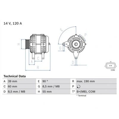 Imagen de BOSCH 0 986 049 030 Alternador 14V 120A RENAULT: CLIO 2, 3, MEGANE DACIA: Lodgy norauto, oscaro, mister auto