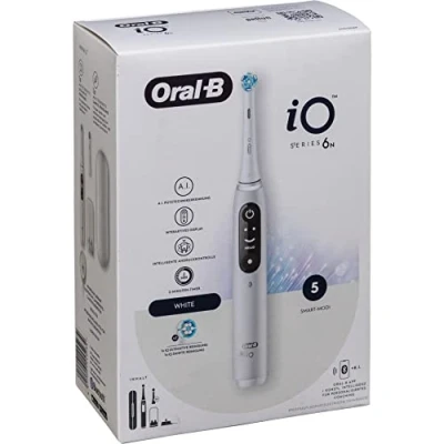 Imagen de Oral B iO Series 6 Cepillo de dientes eléctrico, 2 cabezales cepillo, 5 modos cepillado para el cuidado dental, regalo San Valentín él o ella, pantalla y estuche viaje, diseñado por