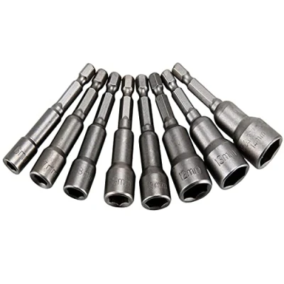 Imagen de Tuercas Magnéticas,Jicyor Llaves de Vaso Hexagonales 9 piezas Adaptador Magnético Brocas 1/4&quot; Herramienta Zócalo para herramientas con mango destornillador eléctrico(6 14MM)