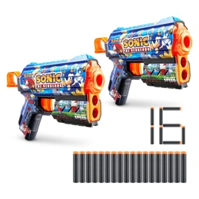 Imagen de XShot Skins Flux Blaster Sonic Mega, The Hedgehog Design with 16 Darts, Easy Reload, Air Pocket Dart Technology, Toy Foam for Kids, Teens and Adults (2 Blasters, Darts)