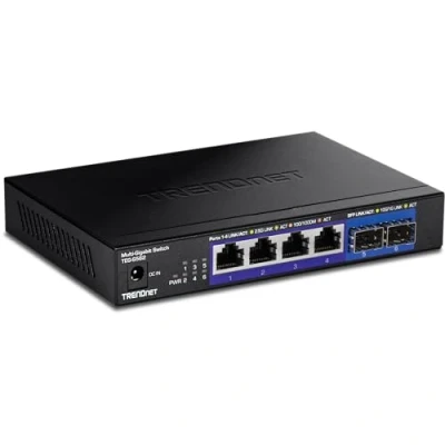 Imagen de TRENDnet TEG S562 conmutador Multi Gig no administrado de 6 Puertos, 4 Puertos 2.5GBASE T, 2 10G SFP+ sin Ventilador, diseño Escritorio Compacto, Ethernet Red