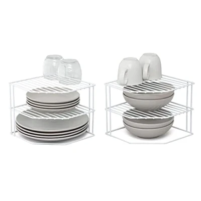 Imagen de simplywire Soportes para vajilla de 3 Niveles Paquete 2 organizadores armarios Cocina Blanco