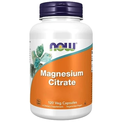 Imagen de Now Foods, Magnesium Citrate (Citrato de Magnesio), 400mg, 120 Cápsulas vegetales, Testado en Laboratorio, Sin Gluten, Vegetariano, Soja, No GMO