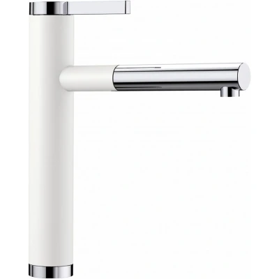Imagen de BLANCO 518441 Grifo para Fregadero de Cocina con caño extraíble Linee S blanco/cromo 518441, Silgranitweiß/Chrom, Schlauchbrause