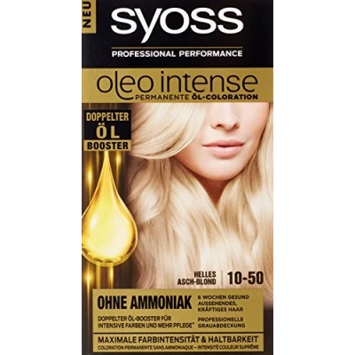 Imagen de Syoss Oleo Intense Tinte para el cabello, 10 50 rubio ceniza claro, 3 unidades (3 x 115 ml)