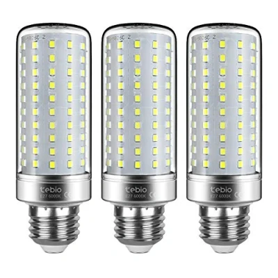 Imagen de tebio LED Plata Maíz Bombillas 25W E27 6000K Blanco Frío Candelabros bombillas, 200W Bombilla Incandescente Equivalente, 2500LM, vela No regulables, 3 Packs