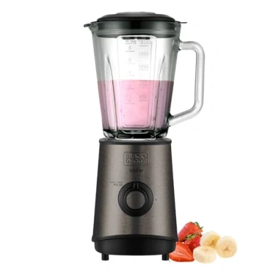 Imagen de Batidora de vaso Black+Decker BXJB800E, 800W, 2 velocidades, 1.5 L, Acero inoxidable, Gris