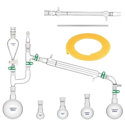 Imagen de Labasics Laboratorio Destilación Kit para Esencial Aceite Extracción, 500 ml 20 Pack Borosilicato Vidrio Instrumentos 24/40 Vapor Configure