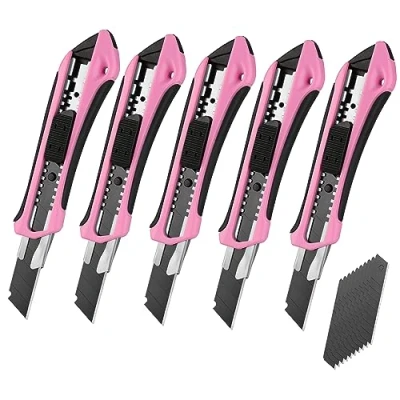 Imagen de WORKPRO Cúter Profesional 5 piezas, Cutter de Cuchillas Separables Estándar con Riel Acero Inoxidable, SK5 18 mm, 20 Hojas Recambio, Ideal para Cortar