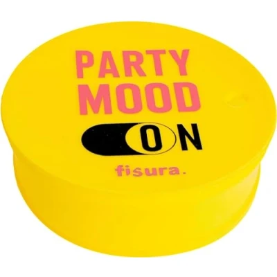 Imagen de Fisura Tapa vasos antidroga. Protector de bebida original Cubierta para bebidas reutilizable. Protección vaso antiderrame hecho silicona BPA free. (3 unidades, Party Mood, Amarillo)
