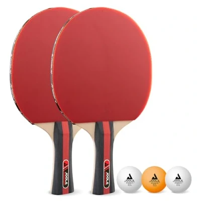 Imagen de JOOLA Set de Palas Ping Pong Rosskopf 2 raquetas + 3 pelotas tenis mesa , rojo/negro, 5 piezas