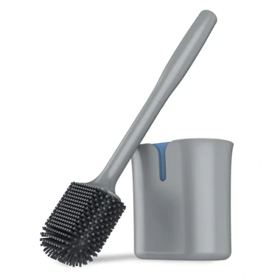 Imagen de MR.SIGA Escobillero y Portaescobillas, con cerdas de TPR duraderas Flexibles, Pared para la Limpieza del baño, Gris, 1 Pack
