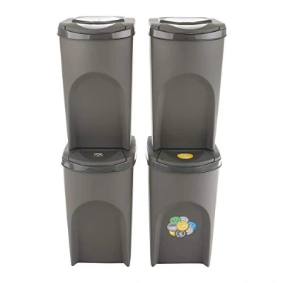 Imagen de Set de 4 cubos basura KEDEN SORTIBOX papelera reciclaje, gris, volumen 4x35L