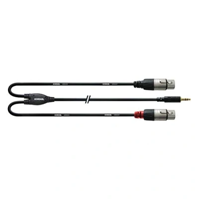 Imagen de Cordial CFY 1,8 WFF Cable adaptador en Y (clavija estéreo dorada de 3.5 mm a 2 conectores XLR hembra dorados, 1.8 m)
