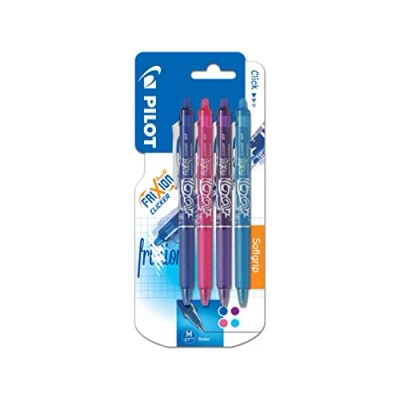 Imagen de Pilot FriXion ball Juego de bolígrafos tinta gel (no retráctiles, 4 unidades), color azul/rosa/violeta/turquesa (bleu/rose/violet/turquoise)