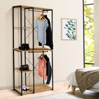 Imagen de IDMarket Vestidor doble armario Detroit estantes diseño industrial