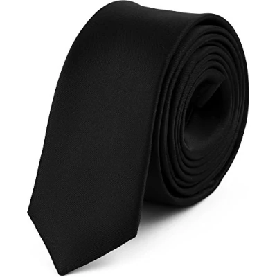 Imagen de Ladeheid Corbatas Estrechas Diversidad de Colores Accesorios Ropa Hombre SP 5 (150cm x 5cm, Negro)