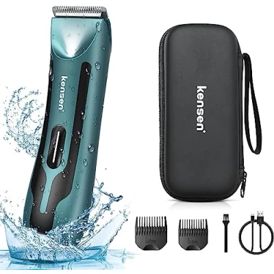 Imagen de KENSEN Afeitadora Corporal Masculina, Depiladora Hombre en Seco y Húmedo, para Barba, Axilas, Pecho, Piernas Genitales, Verde Oscuro