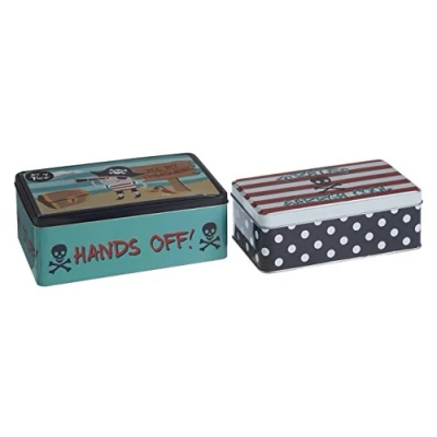 Imagen de Premier Juego de 2 latas Almacenamiento rectangulares Piratas, estaño, Multicolor, 13 x 20 7 cm,