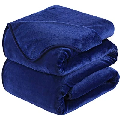 Imagen de HOZY Manta Suave 350g/m² Franela Reversible para Cama/Sofa &amp; Cubre Sofas(sin Electricidad Estática) Universal Cuatro Estaciones Azul Marino 220x240 cm