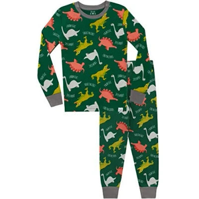 Imagen de Harry Bear Pijamas de Manga Larga para niños Dinosaurio Ajuste Ceñido Multicolor 6 7 Años