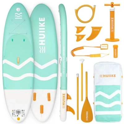 Imagen de HUIIKE Tabla Paddle Surf Hinchable con Accesorios Incluidos, Remo, Quillas, Inflador. Stand Up Board Gran Estabilidad y Resistencia. 305 x 84 15 cm, Soporta hasta 130 kg