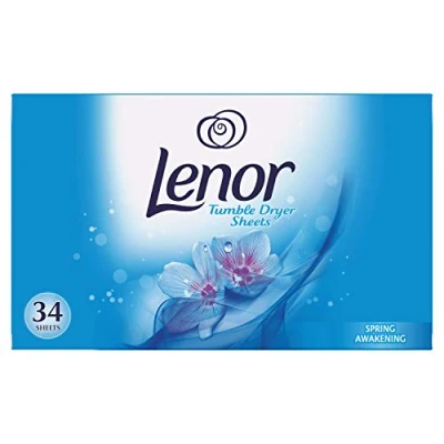Imagen de Lenor Láminas para secadora, diseño de primavera, ayuda a proteger tu ropa, 34 hojas ( Paquete 1)